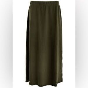 Eileen Fisher Skirt Womens Small Wool Blend Maxi Dark Olive Green Italian Yarn